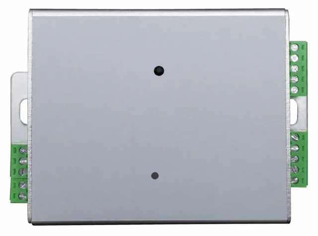 Two-channel digital bridge-sensor amplifier with side terminal blocks, face adjustment holes and side mounting hardware.